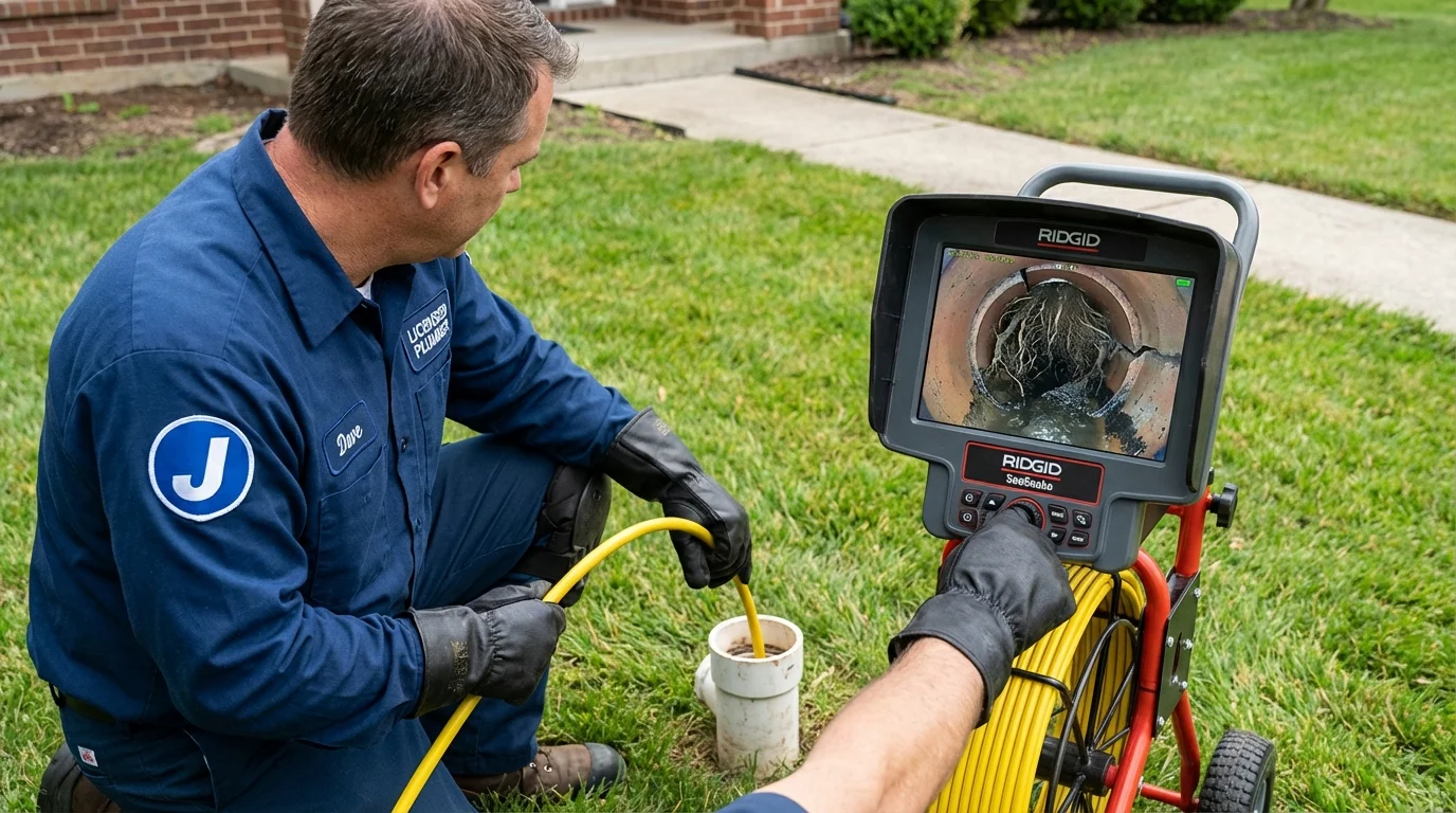 Sewer camera inspection being performed by Johns Plumbing LLC in Bellaire