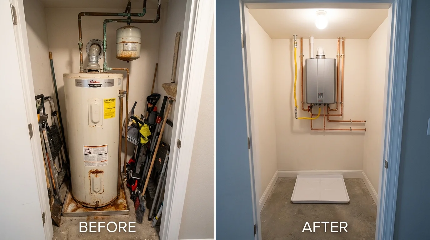 Tank water heater versus wall-mounted tankless unit comparison for Bellaire, MI homeowners